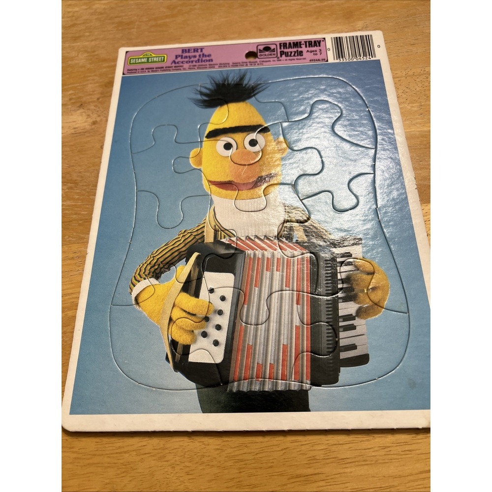 Vintage 1986 Sesame Street Bert Plays The Accordion Frame-Tray Puzzle